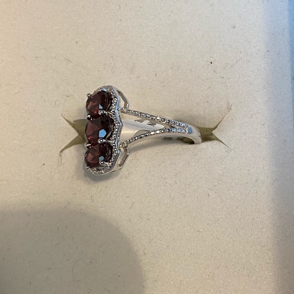 NWT RED ZIRCON STERLING RING - Picture 7 of 12